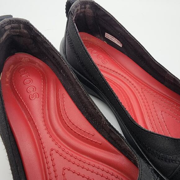 Crocs Busy Day Ballet Flats Size 5 Black Slip On Stretch Casual Comfy Round Toe - Picture 7 of 10